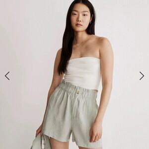 Seamed Pull-On Paperbag Shorts in Softdrape
